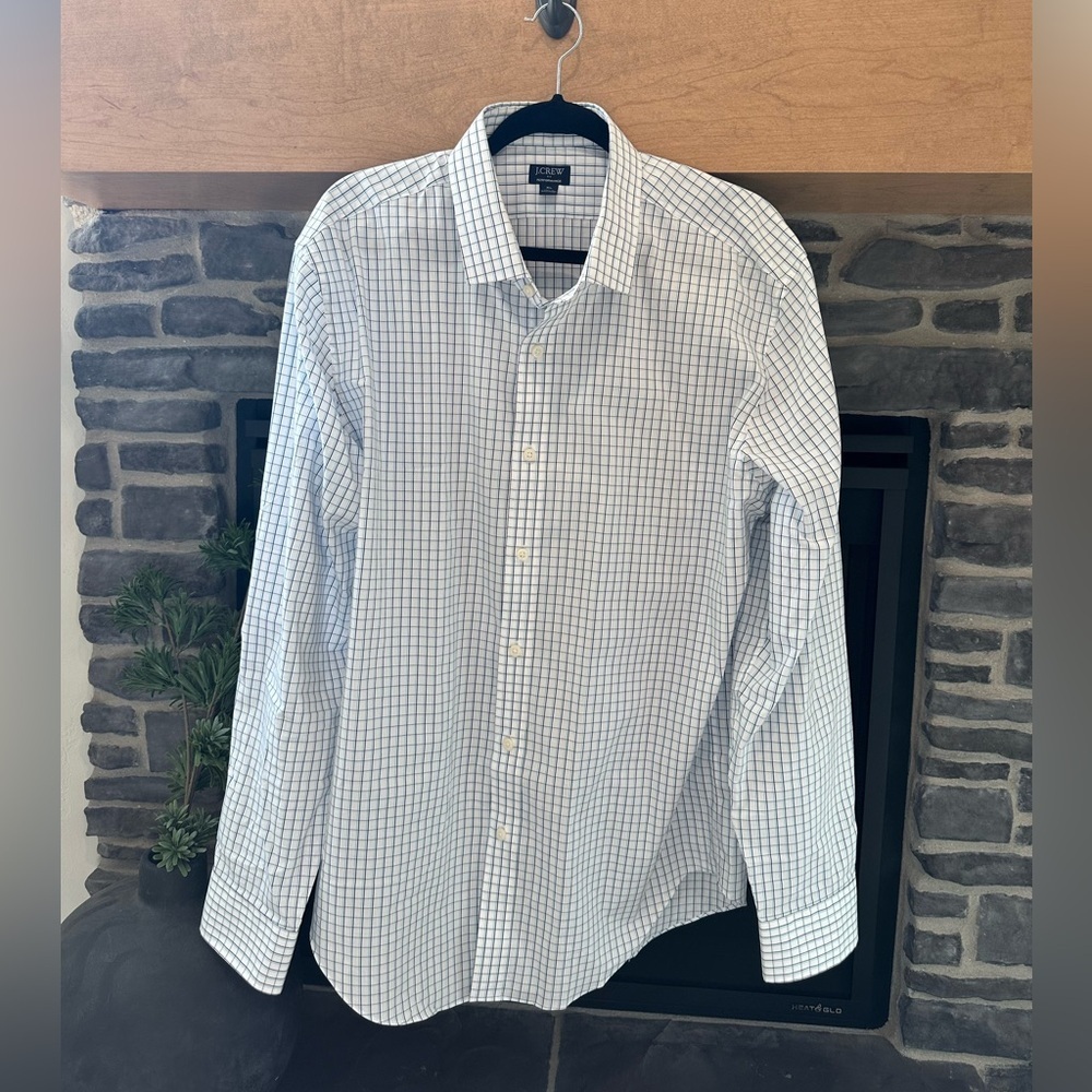 J. Crew White and Blue Plaid Button Down Shirt